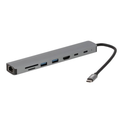 Blue Box USB Type-C High-Spec Hub 8-in-1 Multifunction Converter (USB3.0*2+HDMI+RJ45 1000Mbps+PD100W+Type-C+SD/TF)