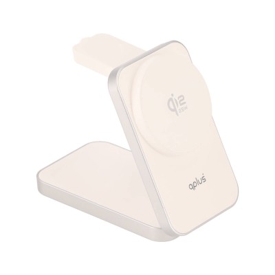 ที่ชาร์จไร้สาย QPLUS 3-in-1 Qi2 Wireless Charger Foldable Magnetic Stand 25W White (TX13-i3-Q22)