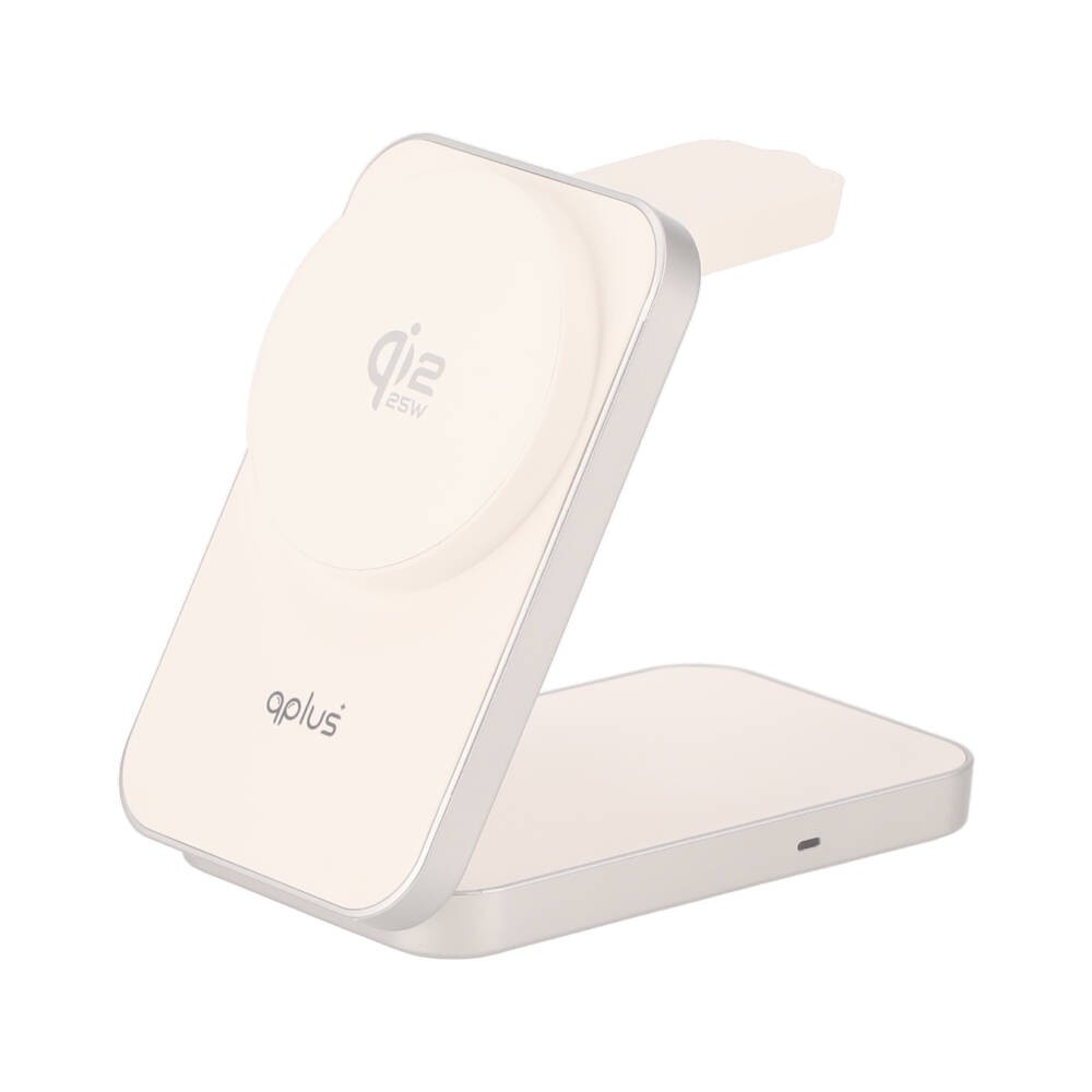 ที่ชาร์จไร้สาย QPLUS 3-in-1 Qi2 Wireless Charger Foldable Magnetic Stand 25W White (TX13-i3-Q22)