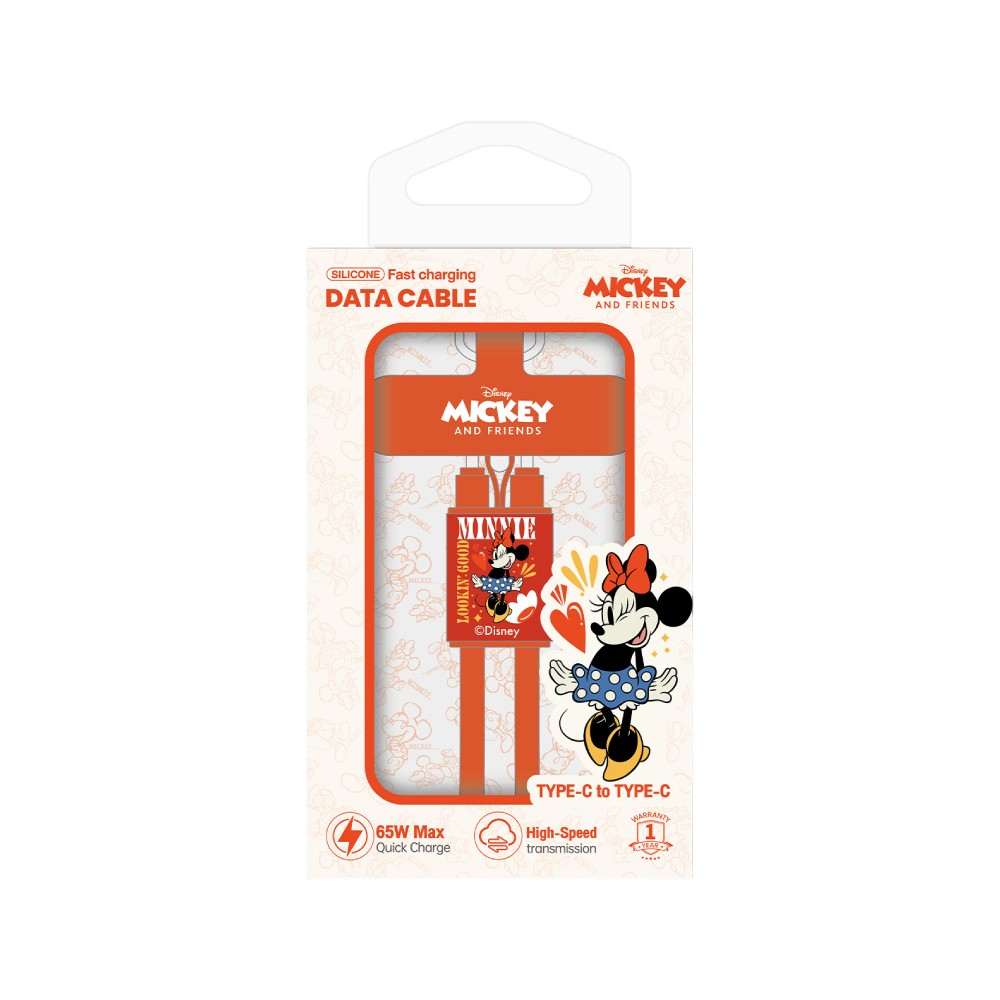 VEGER x Disney สายชาร์จพวงกุญแจ USB-C to USB-C 65W DATA 0.3M Mickey Red (M8) (VU-CC23)