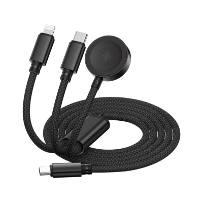 สายชาร์จ UKIKI 3-in-1 Multifunctional Cable 100W 1.2M Black (K3in1-03BK)