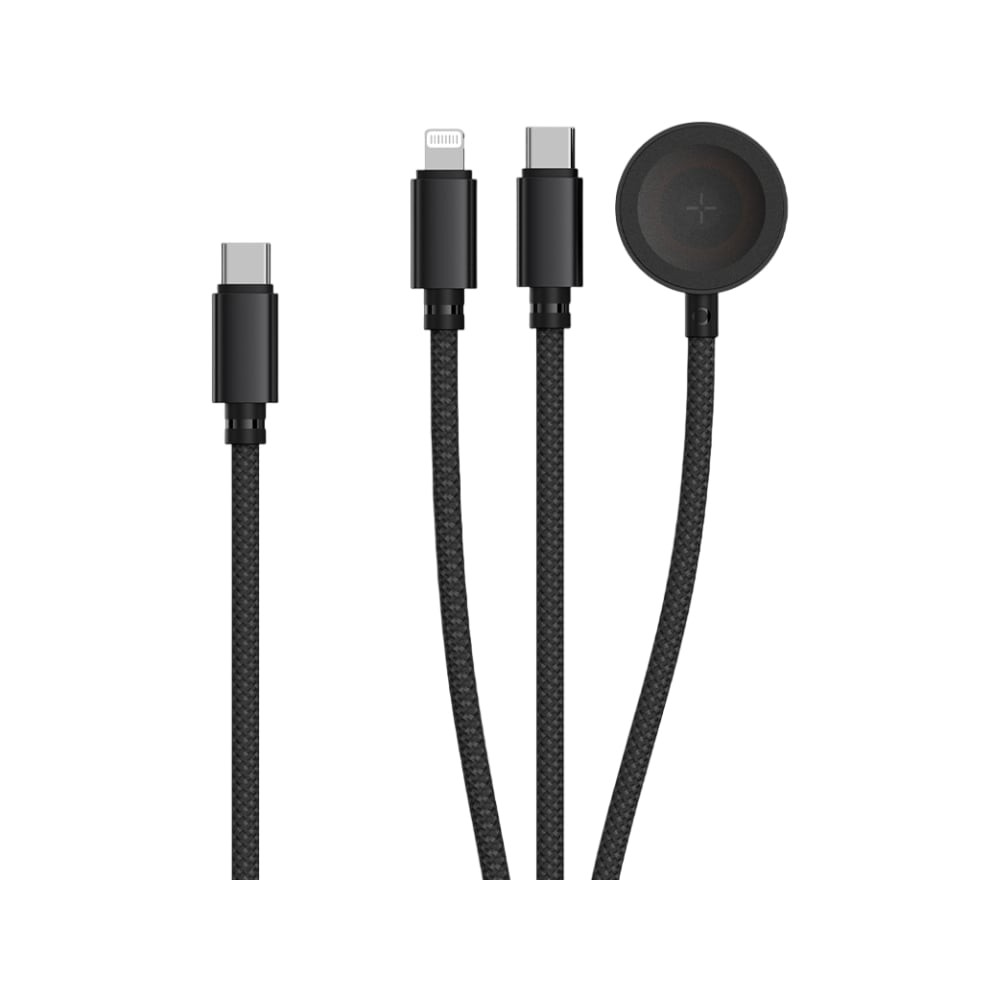 สายชาร์จ UKIKI 3-in-1 Multifunctional Cable 100W 1.2M Black (K3in1-03BK)