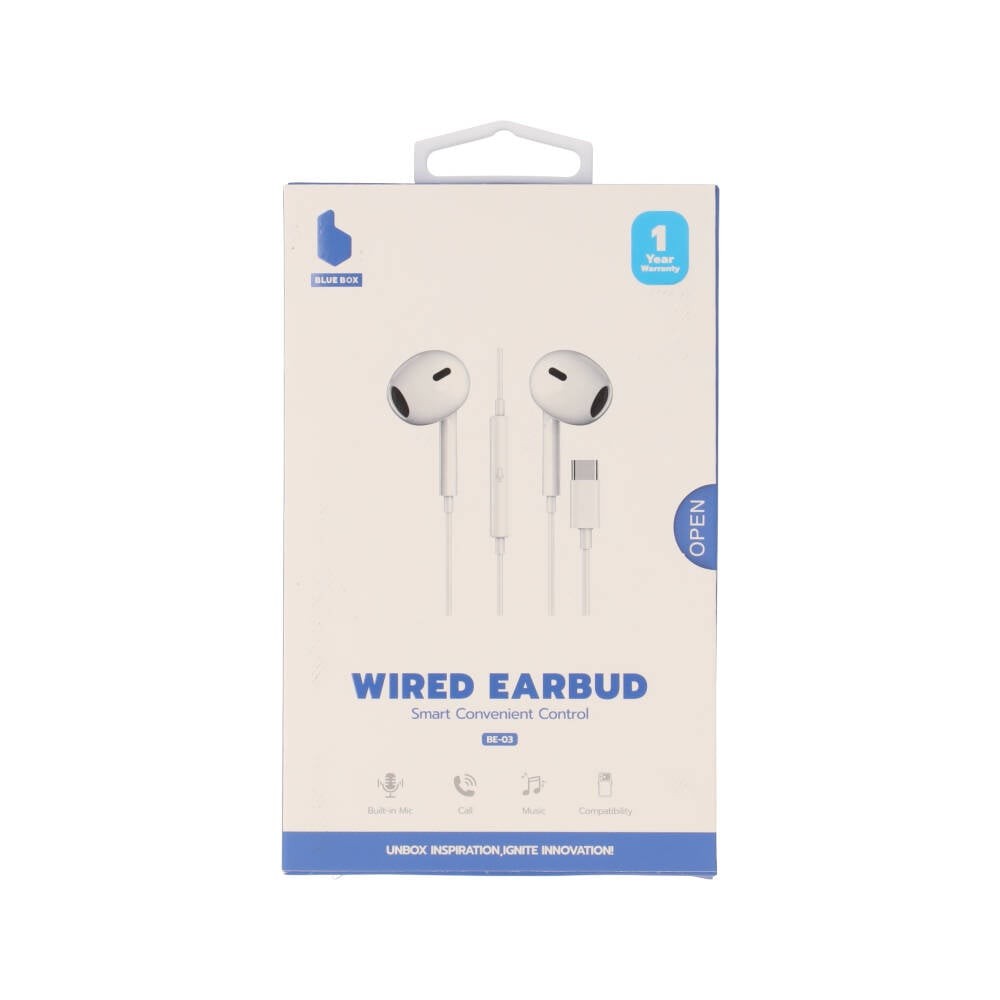 หูฟัง Blue Box Wired Earbud Type-C BE-03 White