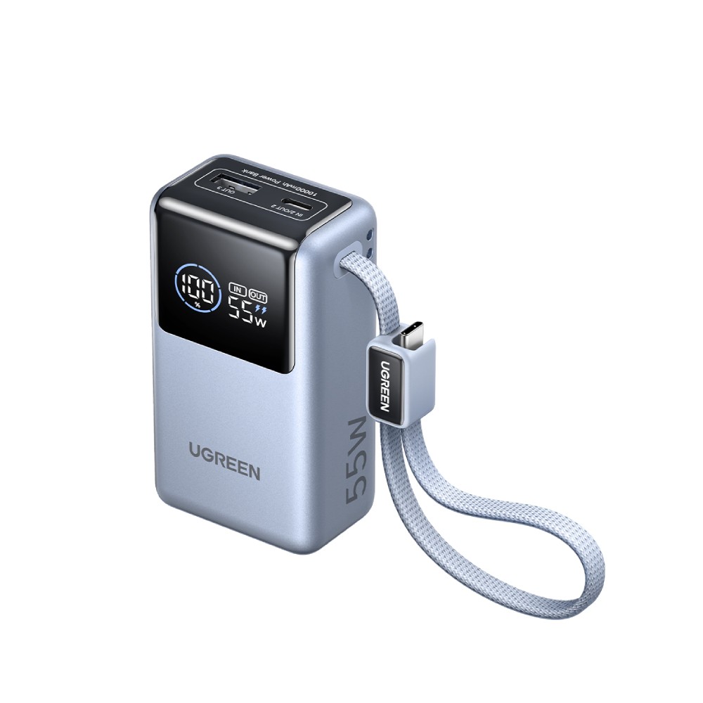 พาวเวอร์แบงค์ Ugreen Power Bank 10000 mAh 55W 1C1A Build-in Cable PB727-75701C Blue (CCC)