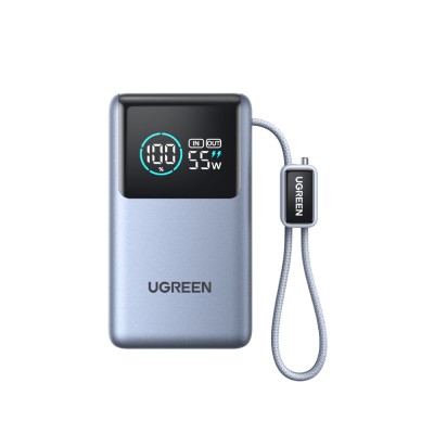 พาวเวอร์แบงค์ Ugreen Power Bank 10000 mAh 55W 1C1A Build-in Cable PB727-75701C Blue (CCC)