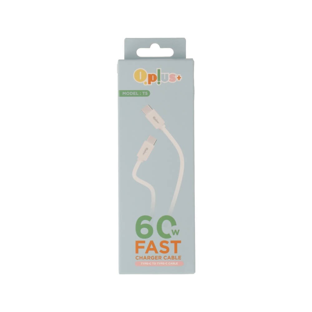 สายชาร์จ QPLUS USB-C to USB-C 60W 1.2M. White (T5)