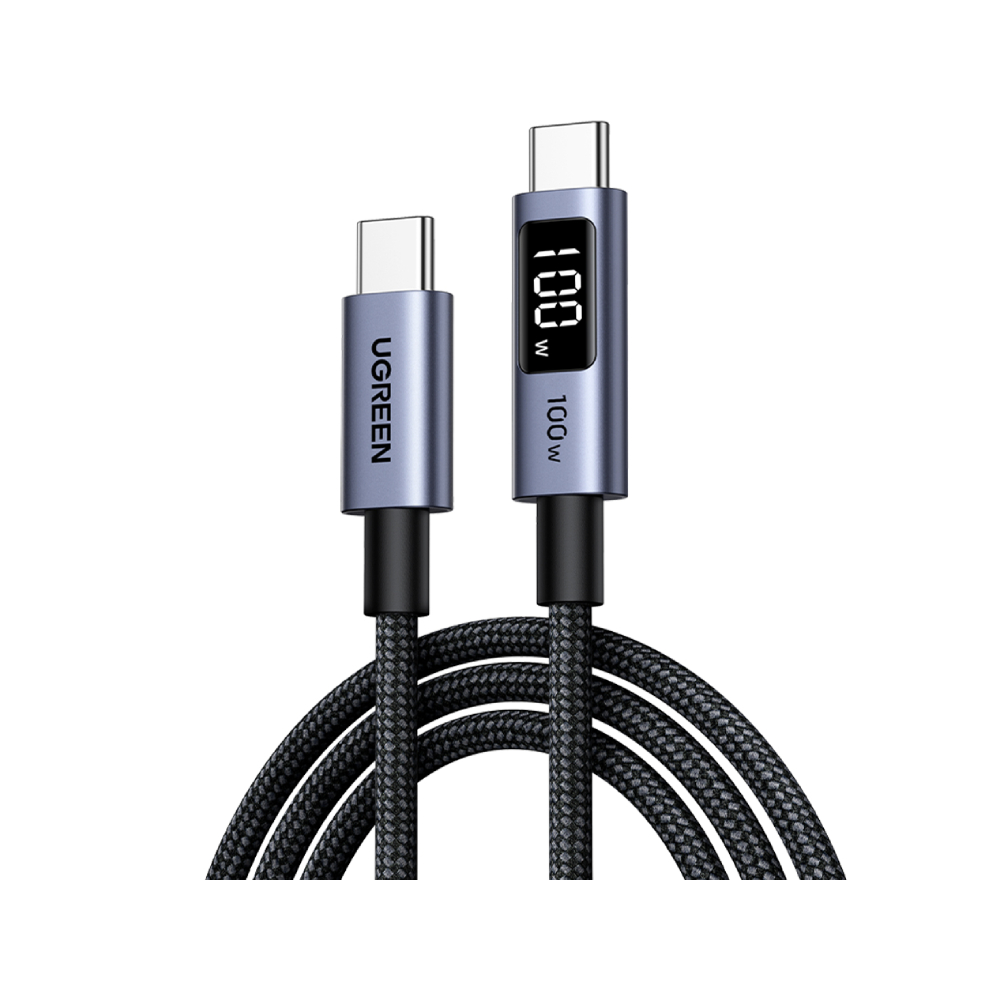 สายชาร์จ Ugreen USB-C to USB-C Cable Nylon 100W 2M. Display Gray (65863)