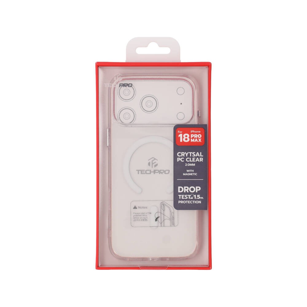 เคส TECHPRO iPhone 18 Pro Max/17 Pro Max Crystal PC Clear 2.0mm. with magnetic