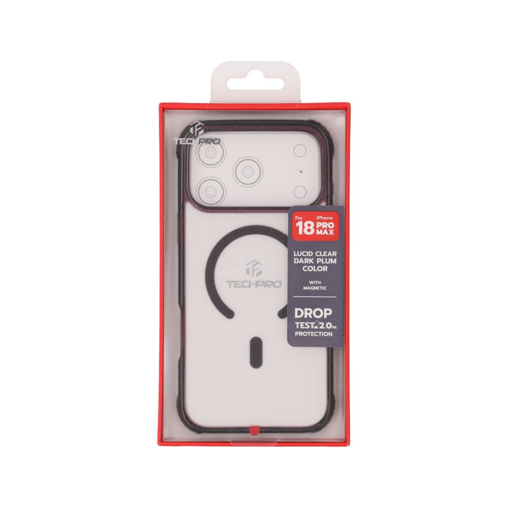 เคส TECHPRO iPhone 18 Pro Max/17 Pro Max Lucid Clear Burgundy Color Bumper with magnetic