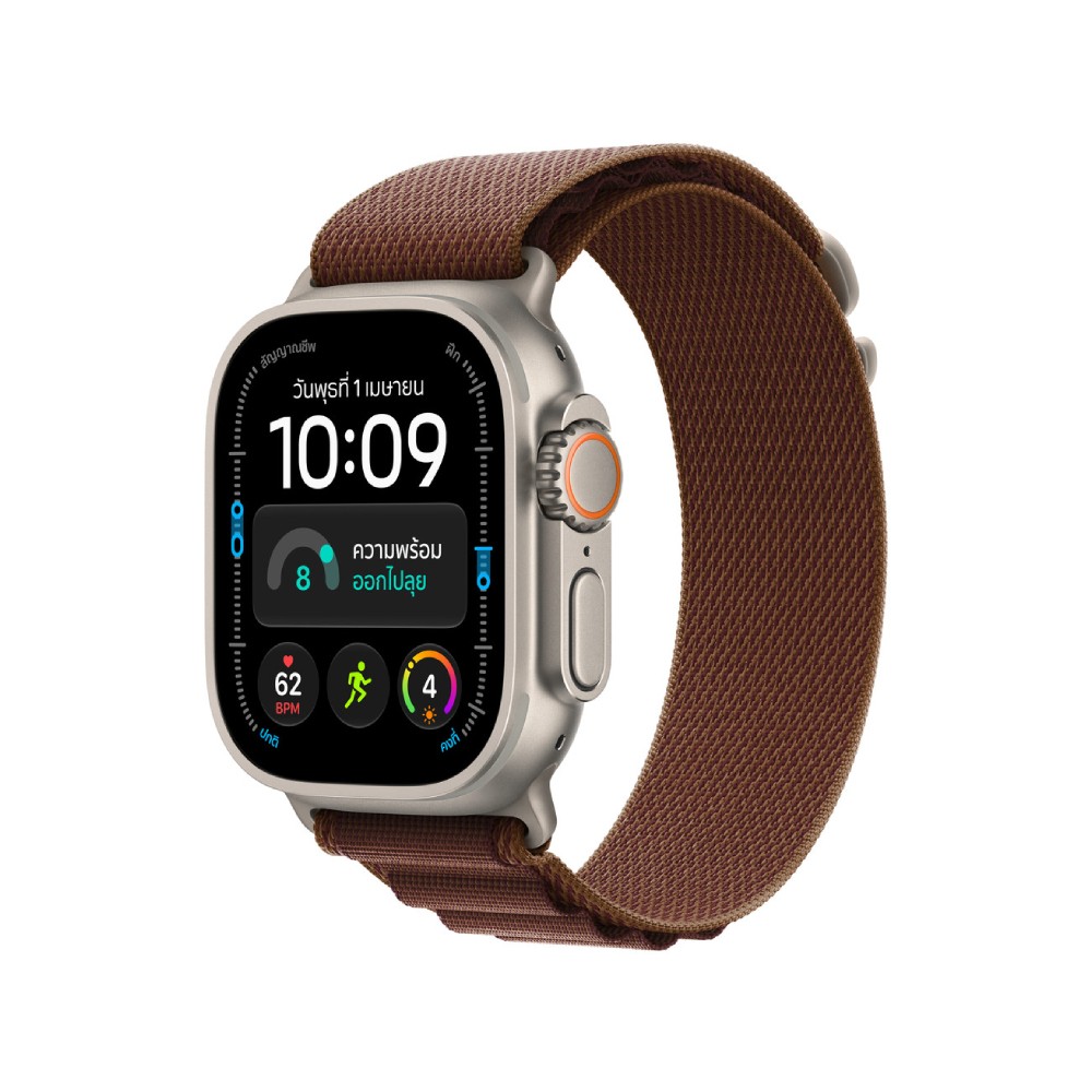Apple Watch 49mm Burgundy Alpine Loop - Medium - Natural Titanium Finish