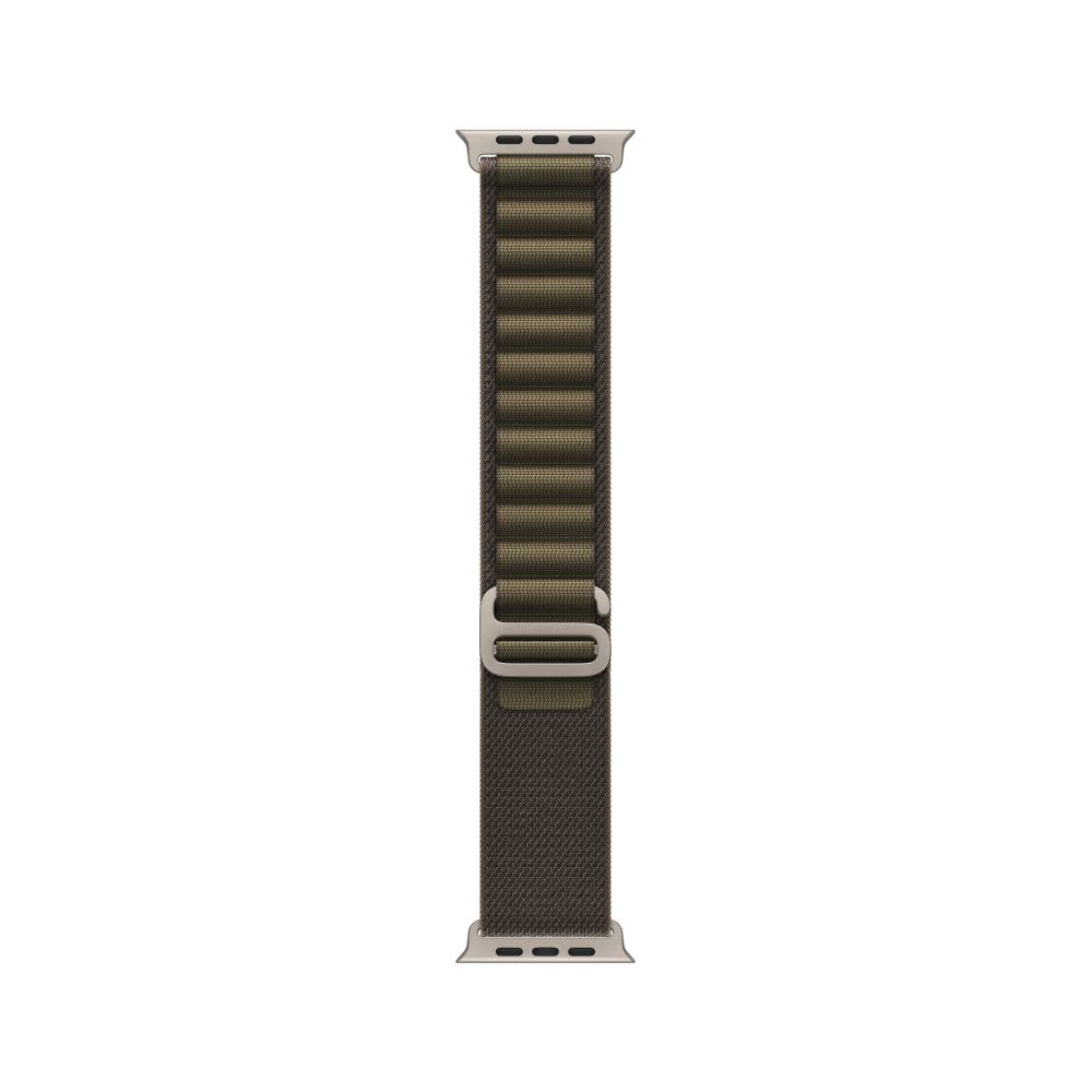 Apple Watch 49mm Dark Olive Alpine Loop - Large - Natural Titanium Finish
