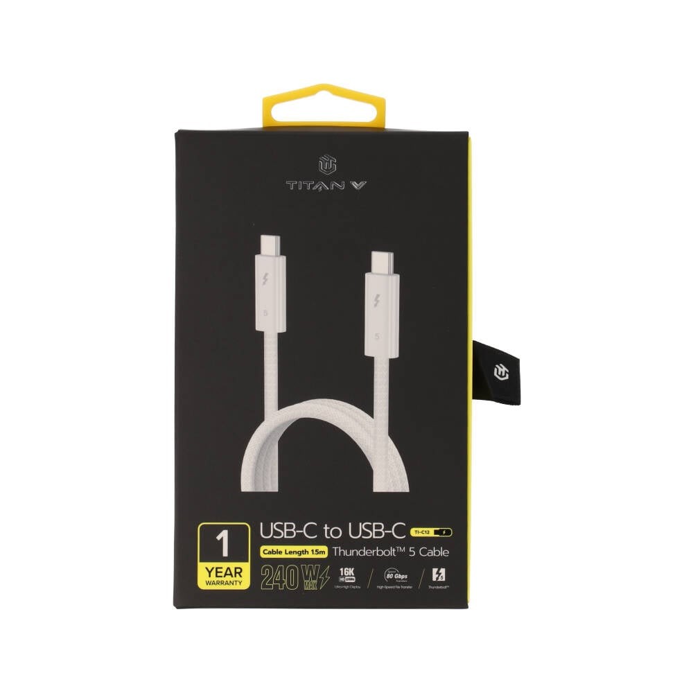สายชาร์จ TITANV THUNDERBOLT 5 USB-C TO USB-C 240W 1.5M. Knitting White (TI-C12)