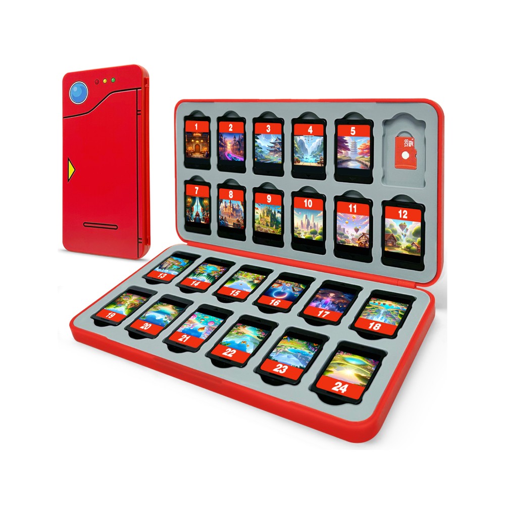 กล่องเก็บตลับเกม FUNLAB 24 Switch/Switch2 Game Cards Case - Red