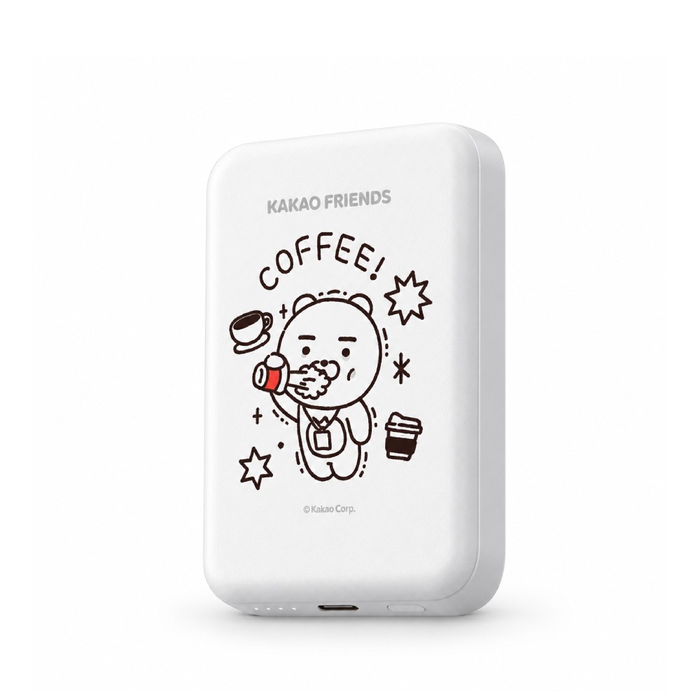 FOX x KAKAO Friends พาวเวอร์แบงค์ Magnetic PD20W 5000 mAh UP0503 (CCC) Life is Hard Coffee White