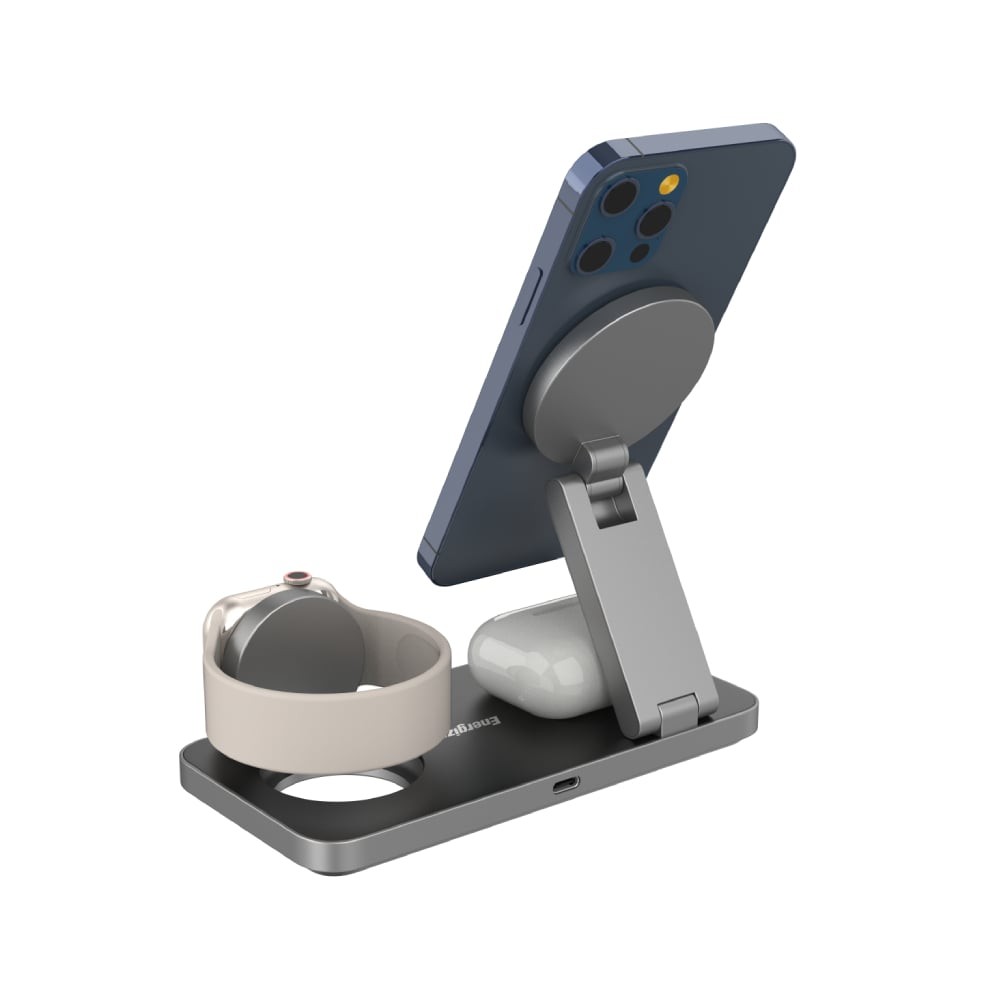 ที่ชาร์จไร้สาย Energizer 3-in-1 Wireless Charger Foldable Magnetic Stand 15W WCP310 Black