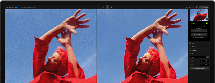 หน้าจอ Studio Display แสดงงานนำเสนอเกี่ยวกับขนมประเภทเยลลี่, Perplexity และแอปโน้ตเปิดอยู่เพื่อใช้เป็นข้อมูลประกอบงานนำเสนอ