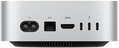 Mac mini, ด้านหลัง, ช่องต่อปลั๊กไฟ, พอร์ต Ethernet, พอร์ต HDMI, Thunderbolt จำนวน 3 พอร์ต