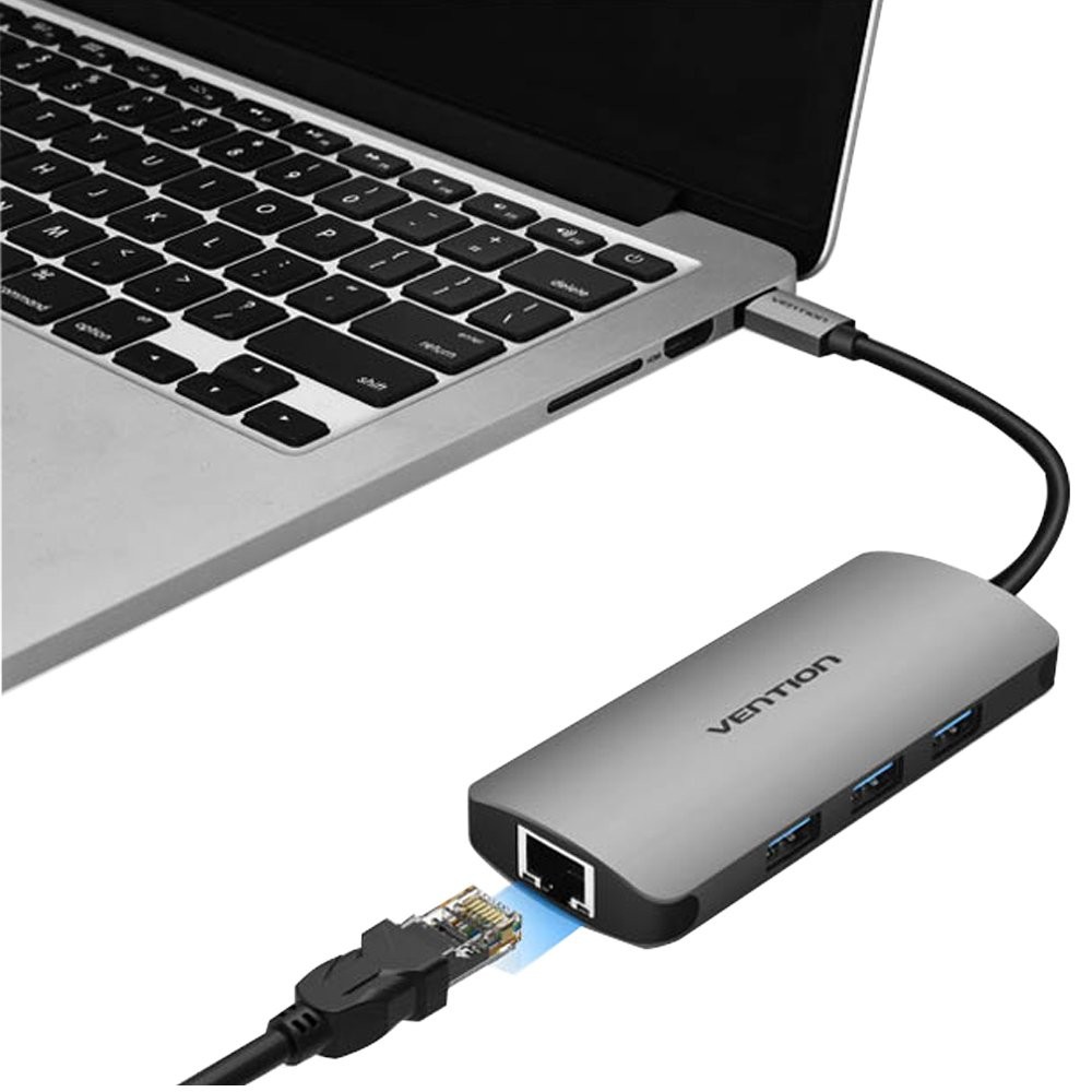 ตัวแปลง Vention USB-C  9-in-1 Multi Function Grey (THAHB)