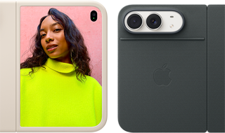 iPhone Duo, พับปิดอยู่, จอภาพภายนอกแสดงการแจ้งเตือน Siri AI ที่ระบุการอัปเดตปฏิทิน