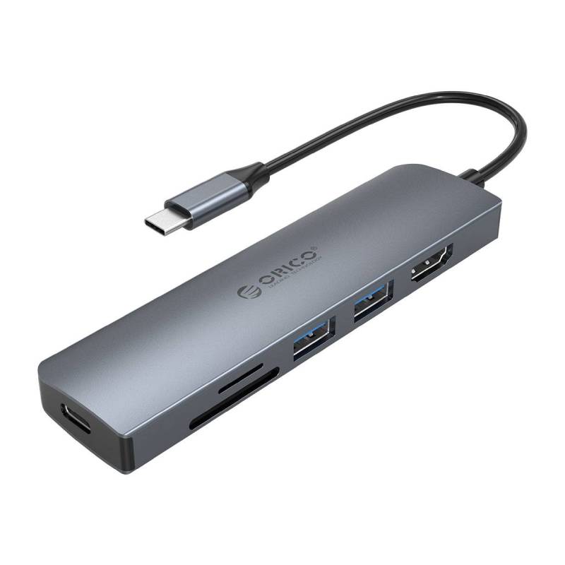 Orico 6-in1 USB-C to HDMI + 2 USB3.0 + TF/SD + PD Grey (MC-U601P)