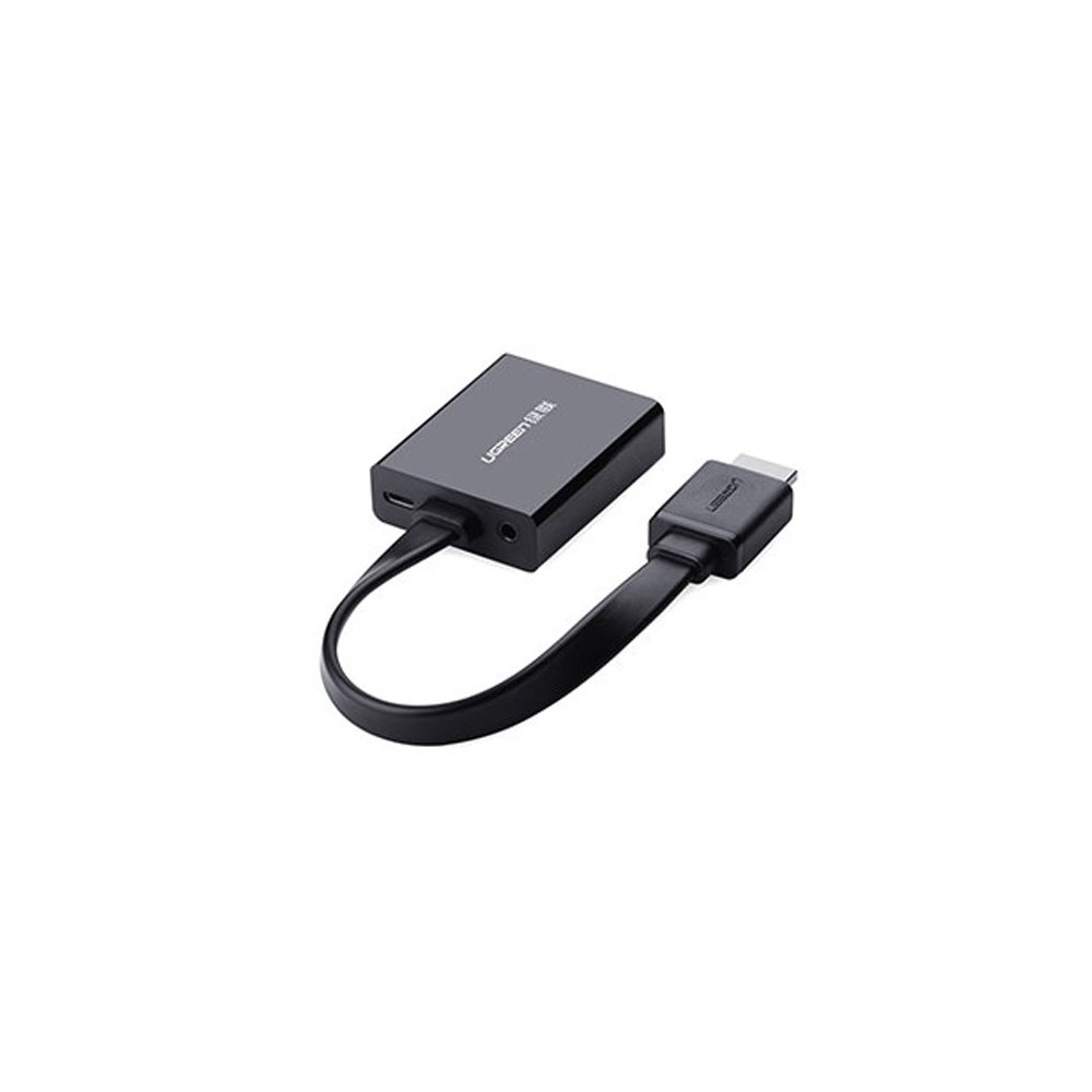 สาย UGREEN Adapter HDMI Male to VGA Converter 3.5mm Audio Black
