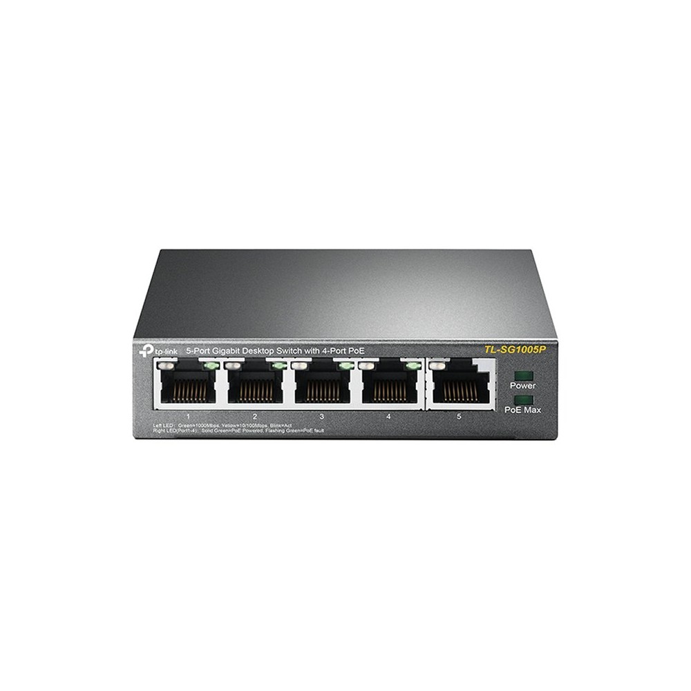 TPLink TLTLSG1005P 5Port Gigabit Desktop Switch with 4Port PoE