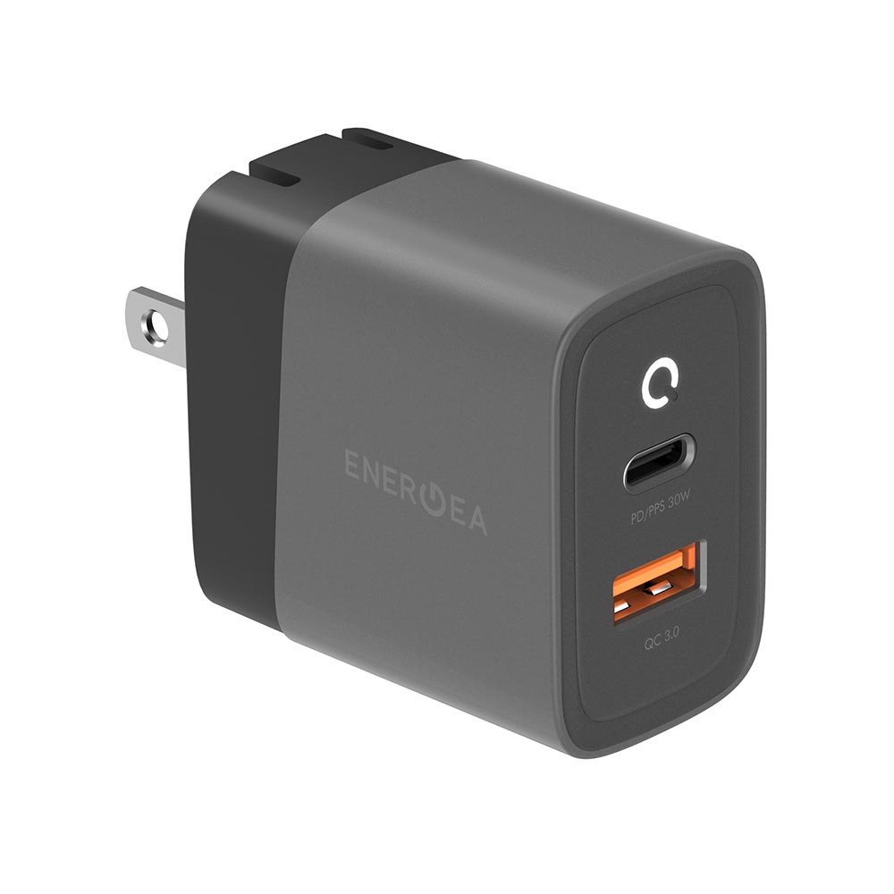 Energea Wall USB Charger 1 USB-A (QA3.0A) / 1 USB-C (PD30W) Gunmetal