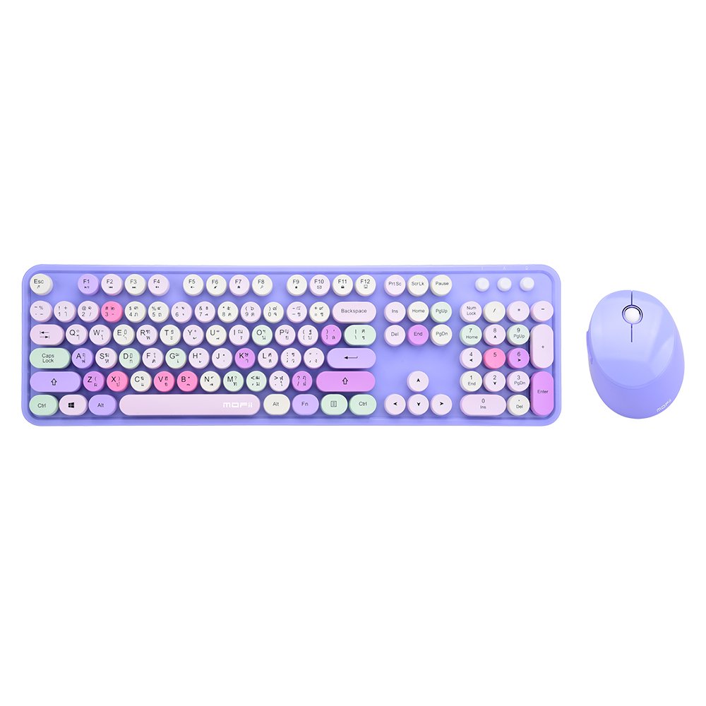 เมาส์และคีย์บอร์ดไร้สาย MOFii Wireless Mouse + Keyboard Sweet Mixed Purple (TH/EN)