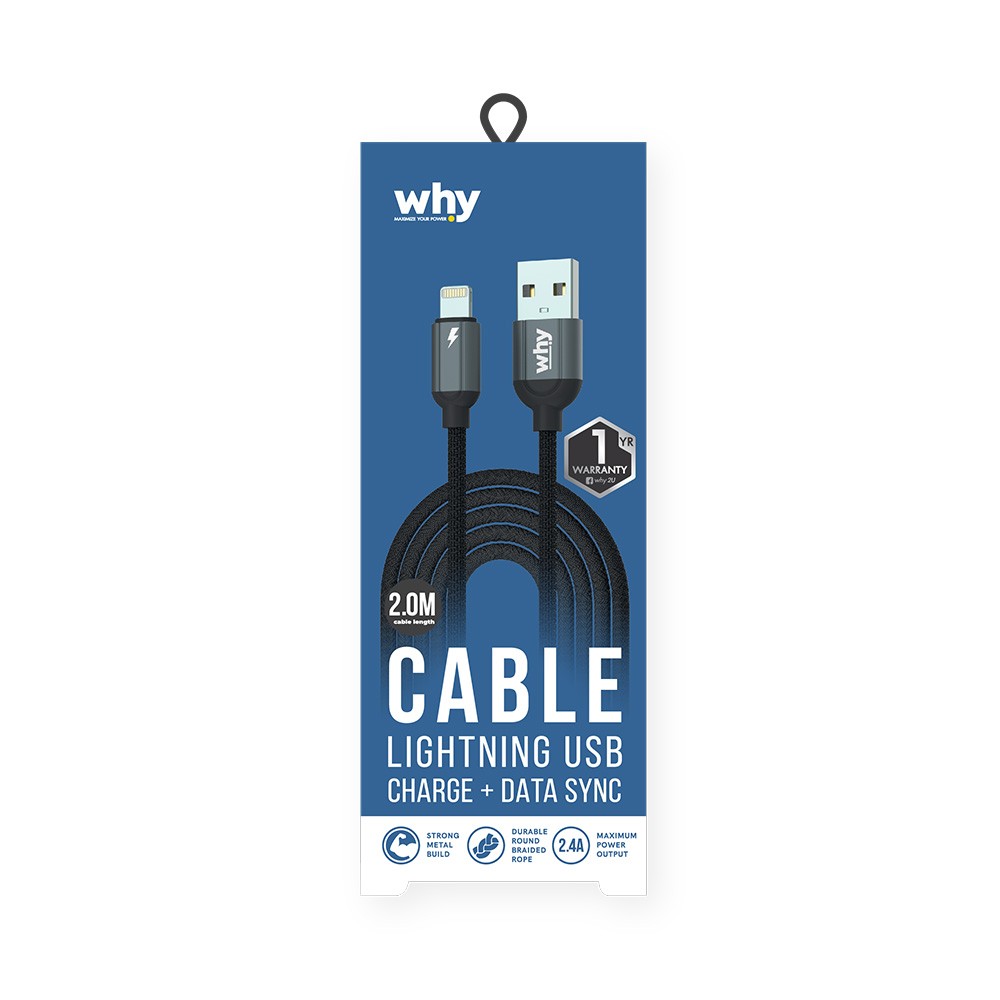 สายชาร์จ WHY Lightning Cable Alpha 2 เมตร Gray (UC-1262B)