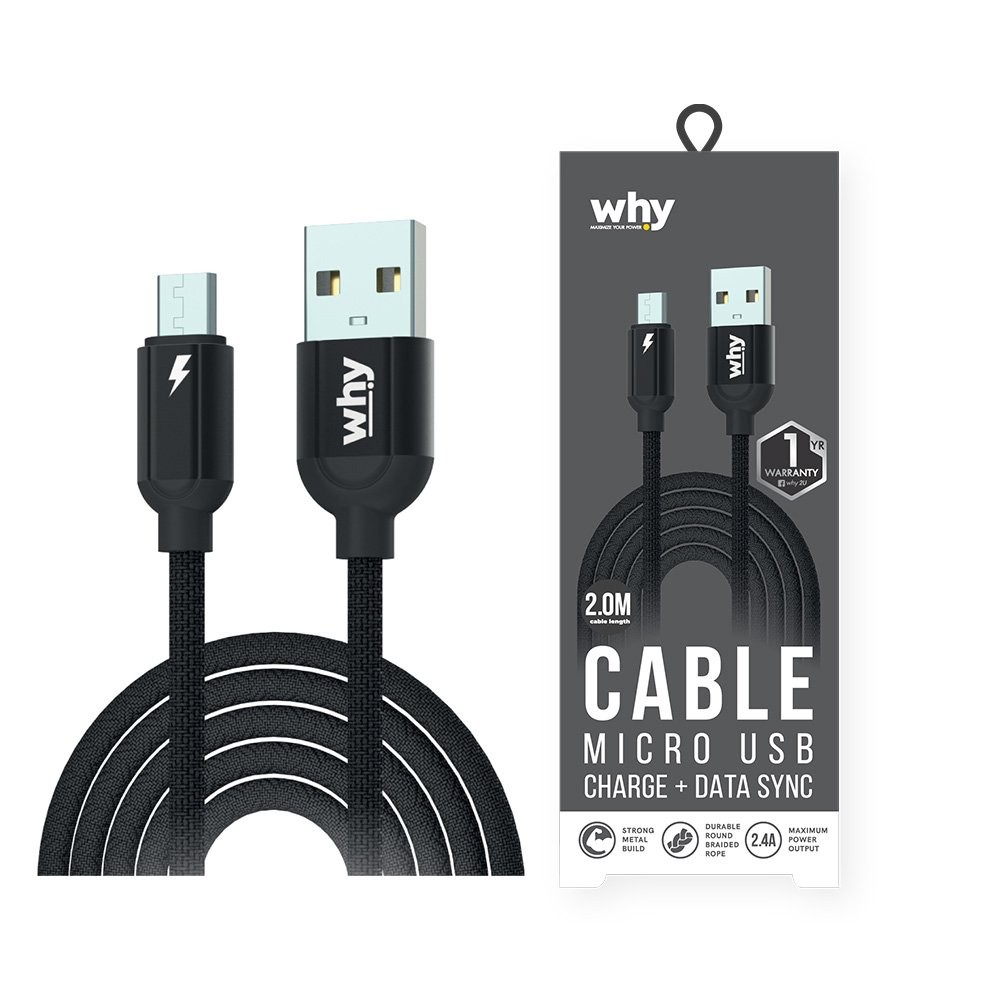 สายชาร์จ WHY Micro USB Cable Alpha2 UC1262A 2M. Black Studio7 online