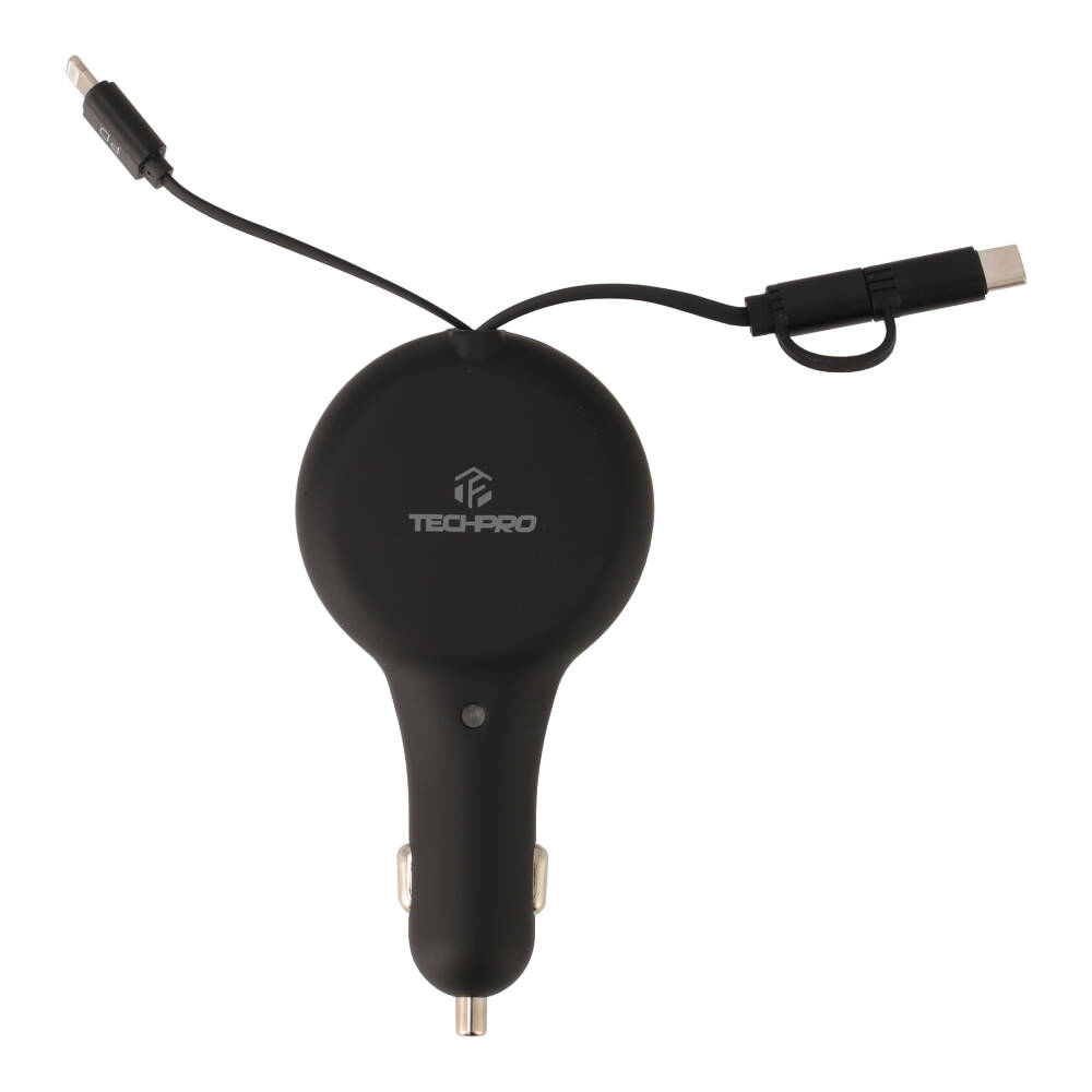 Caricabatterie Auto Retrattile FIFO Con Cavo Micro-USB, 1 Porta, Colore Nero - Foto 5