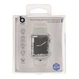 Blue Box Watch Strap with Screen Glass Cover สาย Apple Watch 42/44 Transparent White