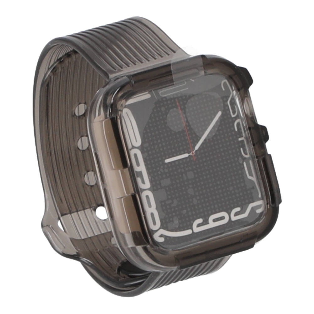 Blue Box Watch Strap with Screen Glass Cover for Apple Watch 42/44 Transparent Black