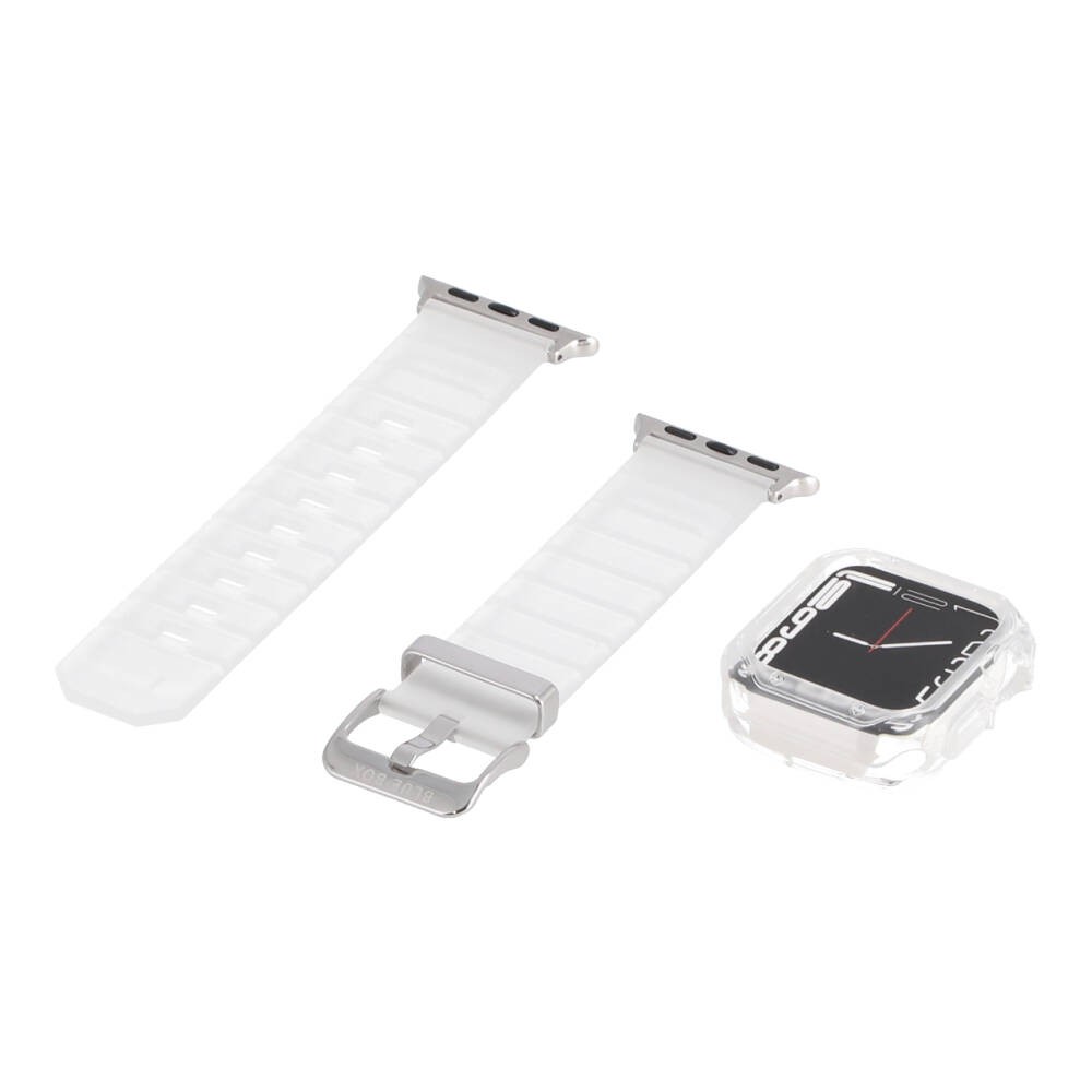 Blue Box Ice Watch Strap with Bumper Case for Apple Watch 38/40 Matted Transparent White
