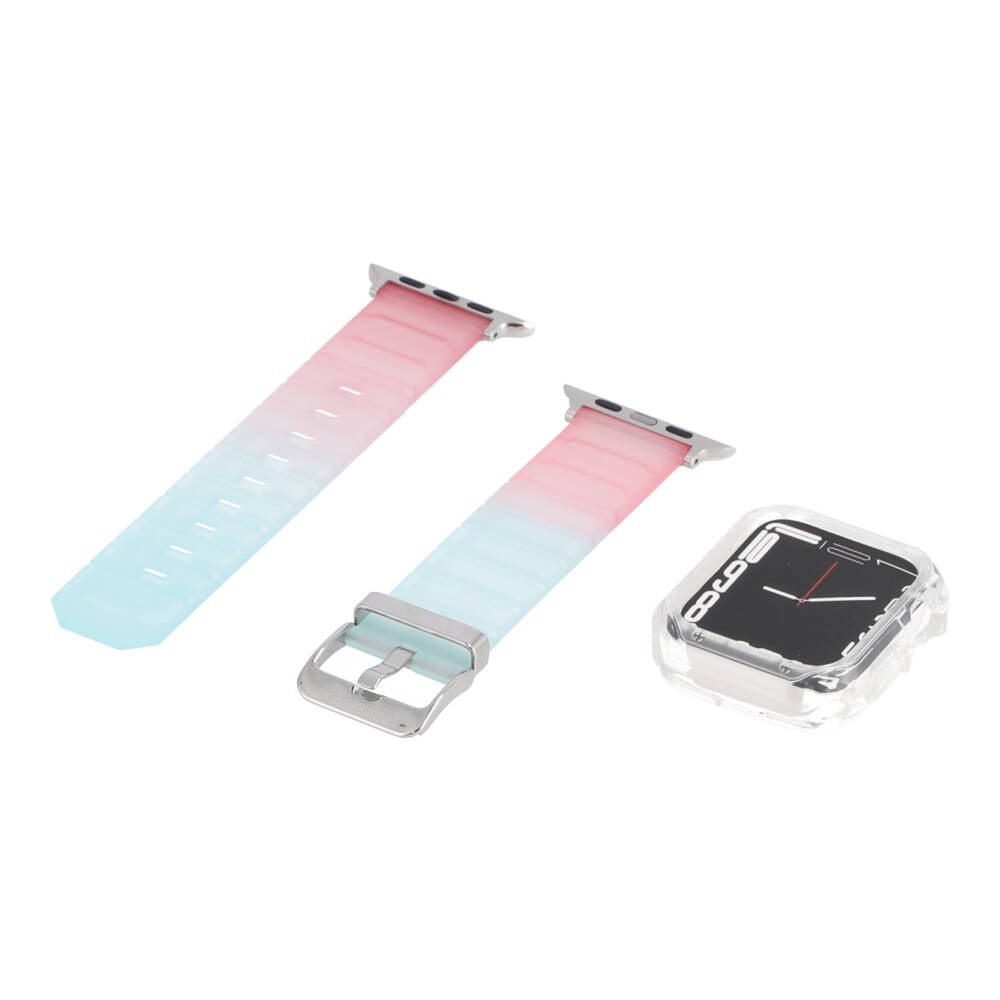 Blue Box Ice Watch Strap with Bumper Case for Apple Watch 42/44 Matted Rainbow