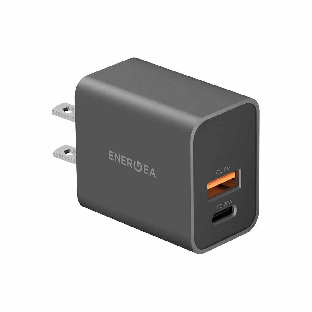 Energea Wall USB Charger 1 USB-A (QC3.0A) / 1 USB-C (PD20W) Gunmetal