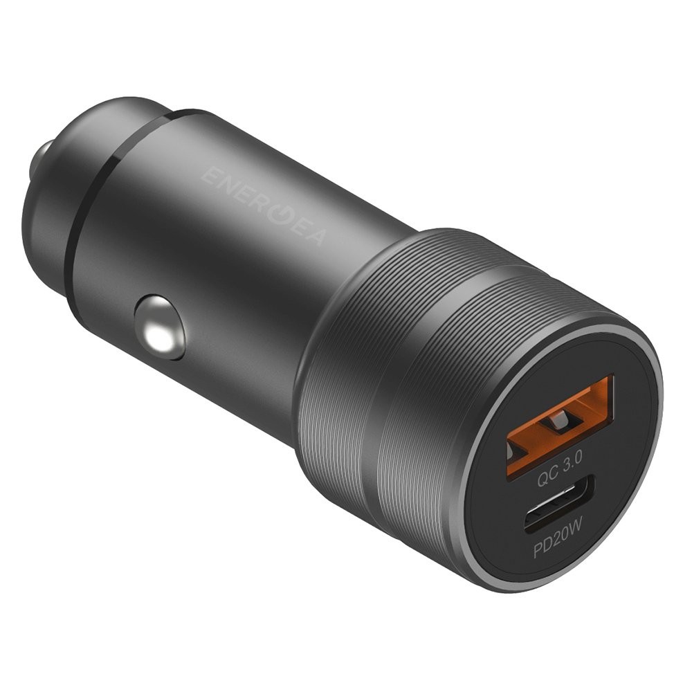 Energea Car Charger 1 USB-A (18W) / 1 USB-C (20W) Gunmetal