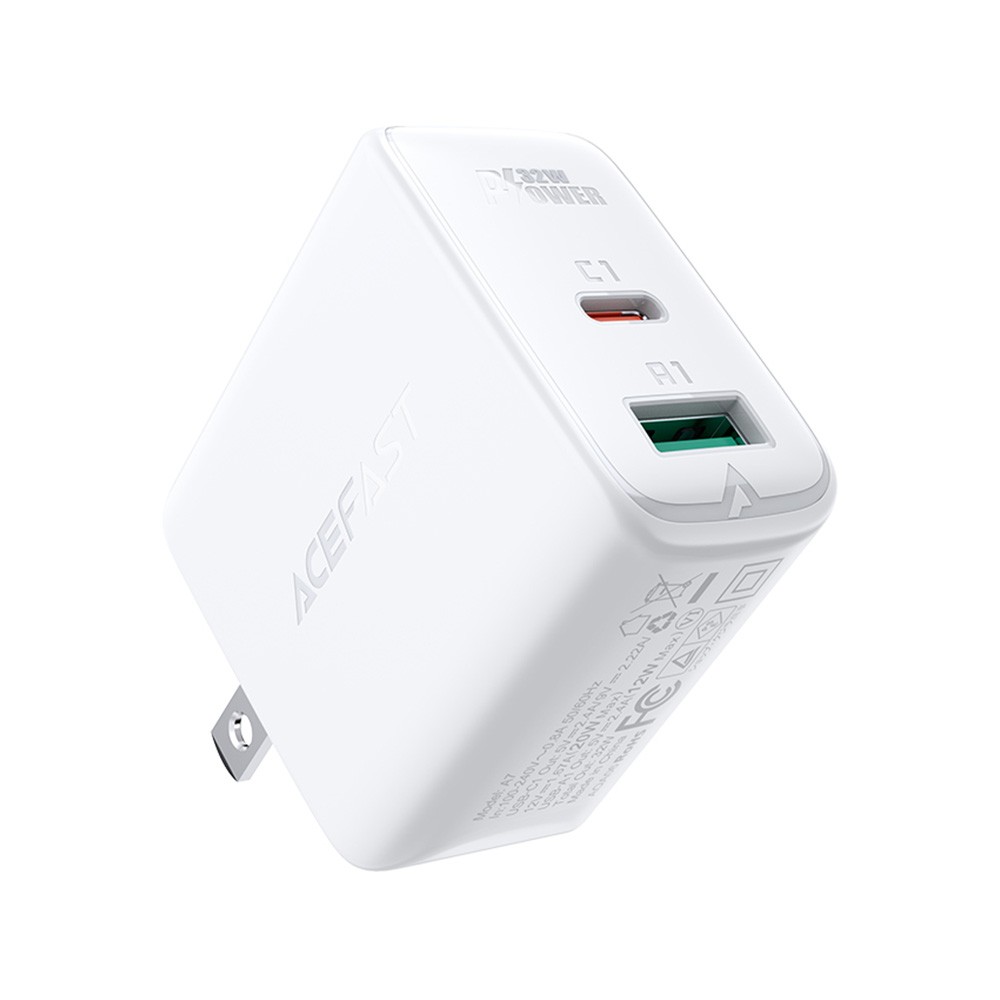 ACEFAST Wall USB Charger 1 USB-A / 1 USB-C (PD32W) Dual Port White
