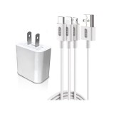 E&P Wall USB Charger Suit 1 USB-A (2.4A) + 3-in-1 Cable EC-C50T 1.5M. White