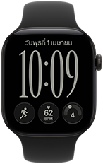 Apple Watch Series 12, ตัวเรือนอะลูมิเนียม, สีดำ, หน้าปัดนาฬิกา Responsive Art, สายแบบ Sport Band, สีดำ
