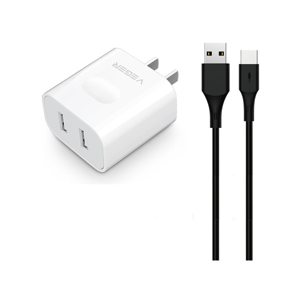 อะแดปเตอร์ Veger Wall Usb Charger 2 Usb A 24a12w Usb A To Usb C Cable 1m White Pc 1t 1641