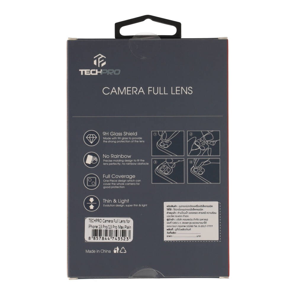 ฟิล์มกันเลนส์ TECHPRO Camera Full Lens iPhone 13 Pro/13 Pro Max Plain