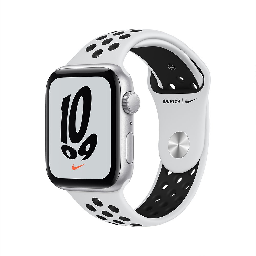 Apple Watch Nike SE GPS 44mm Silver Aluminium Case with Pure Platinum/Black Nike Sport Band - (2022)