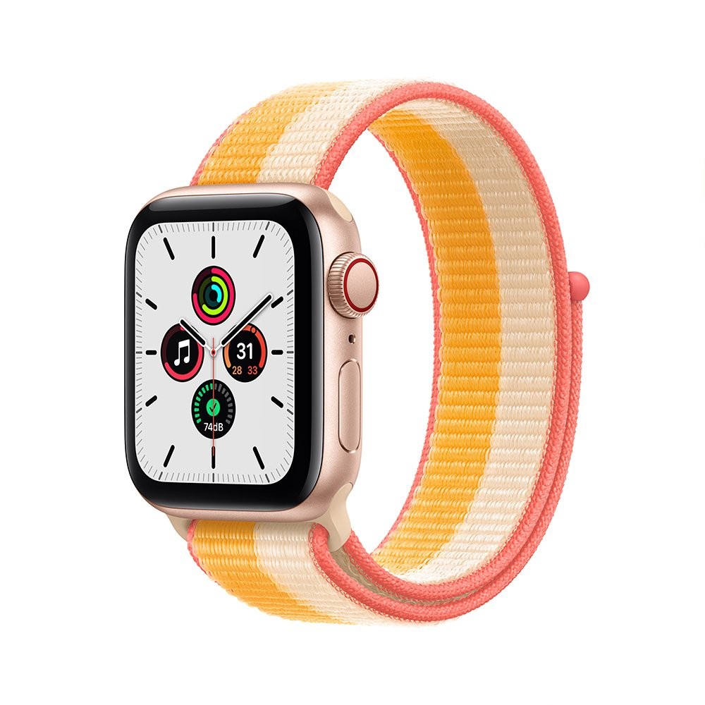 Apple Watch SE GPS + Cellular 40mm Gold Aluminium Case with Maize/White Sport Loop - (2022)