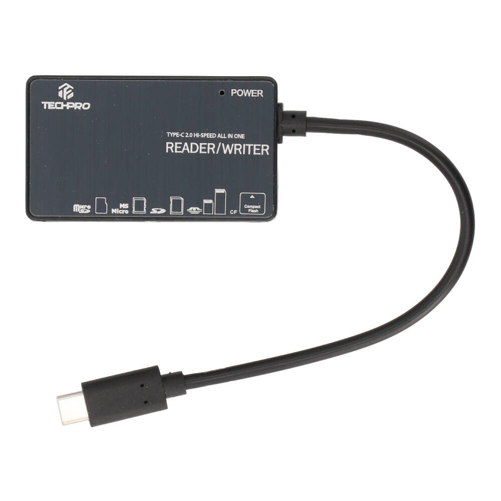 TECHPRO Mul-Function 6 in 1 Type-C Card Reader - Black