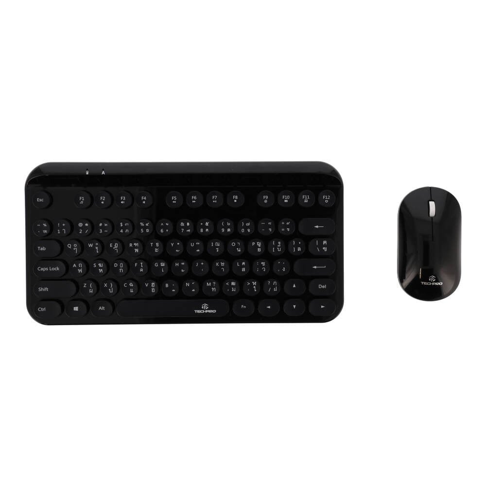 เมาส์และคีย์บอร์ดไร้สาย TECHPRO Wireless Dot Keyboard + Mouse Set (TH/EN) - Black