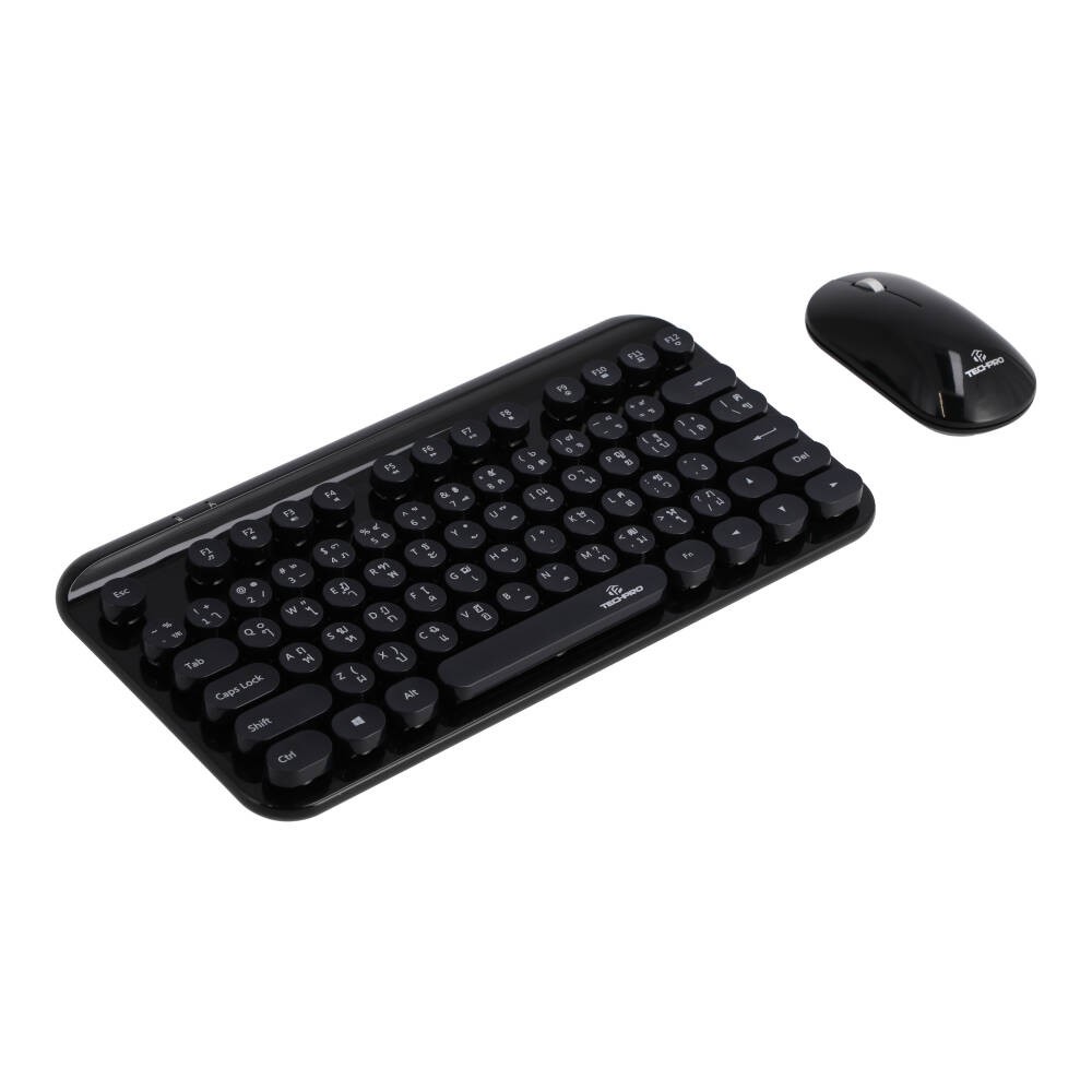 เมาส์และคีย์บอร์ดไร้สาย TECHPRO Wireless Dot Keyboard + Mouse Set (TH/EN) - Black