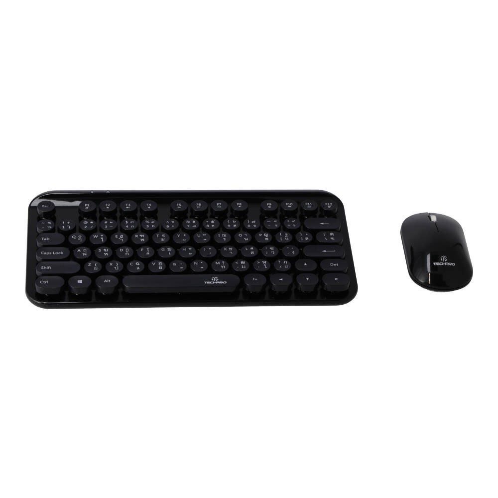 เมาส์และคีย์บอร์ดไร้สาย TECHPRO Wireless Dot Keyboard + Mouse Set (TH/EN) - Black