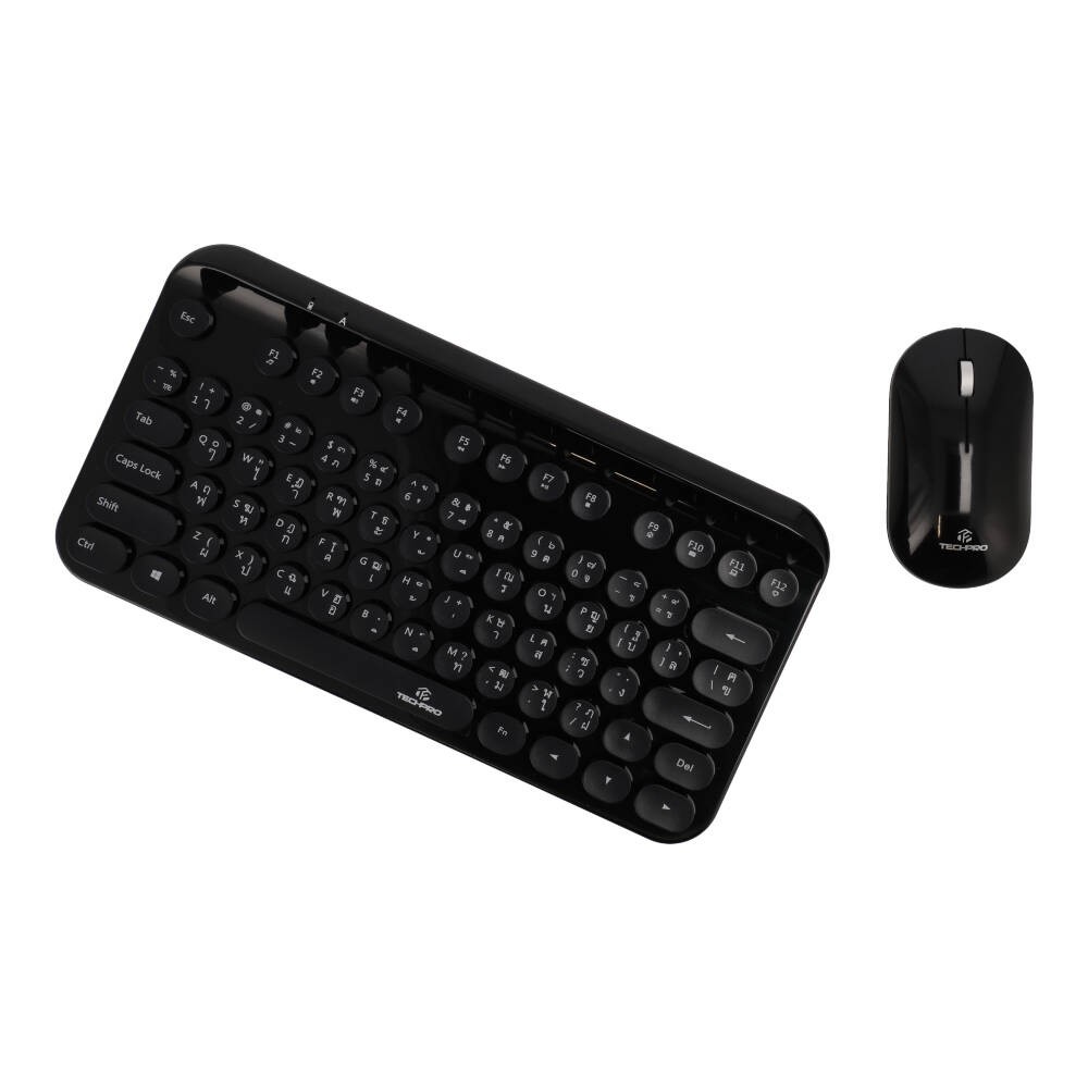 เมาส์และคีย์บอร์ดไร้สาย TECHPRO Wireless Dot Keyboard + Mouse Set (TH/EN) - Black