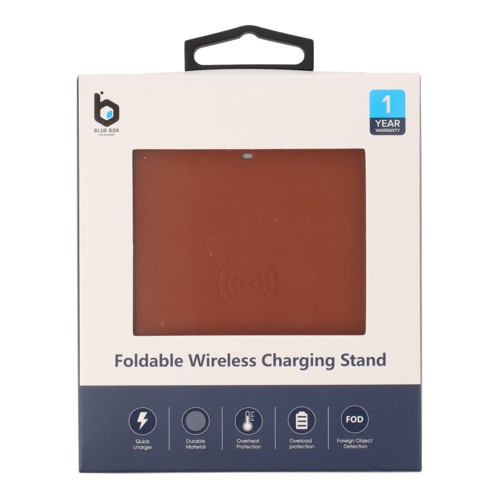 แท่นชาร์จไร้สาย Blue Box Foldable Stand PU 10W Brown